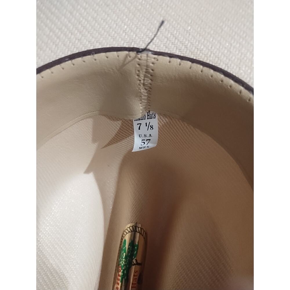Alamo Hat Co 7 1/8 Khaki Beige USA Summer Lightweight Straw Cowboy Western Hat - Picture 7 of 9